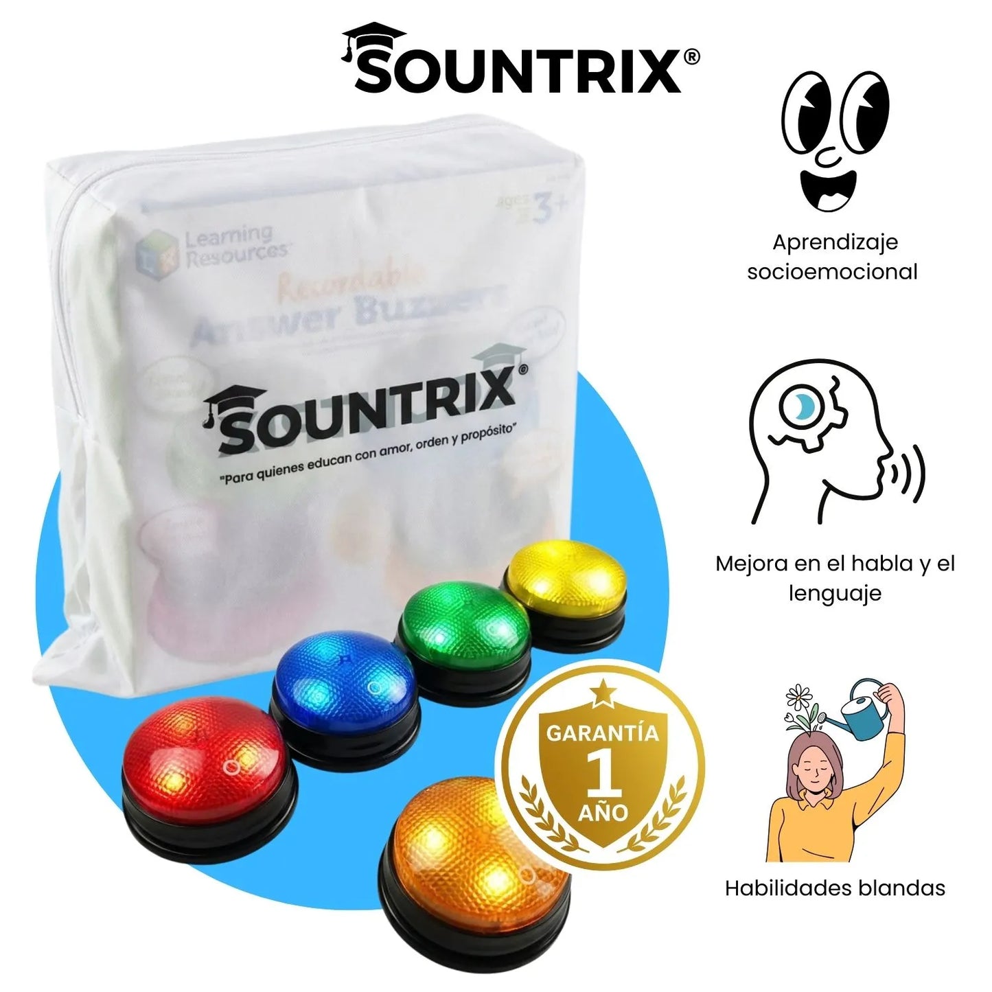 Botones Pedagógicos Sountrix® para Docentes Profesionales