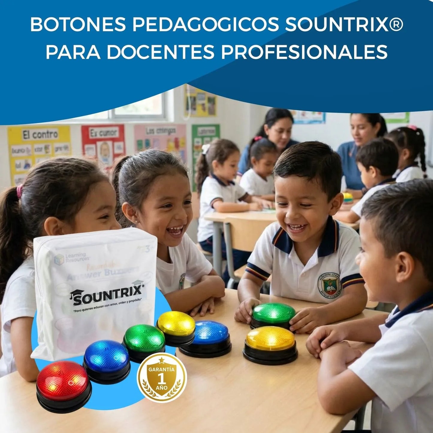 Botones Pedagógicos Sountrix® para Docentes Profesionales
