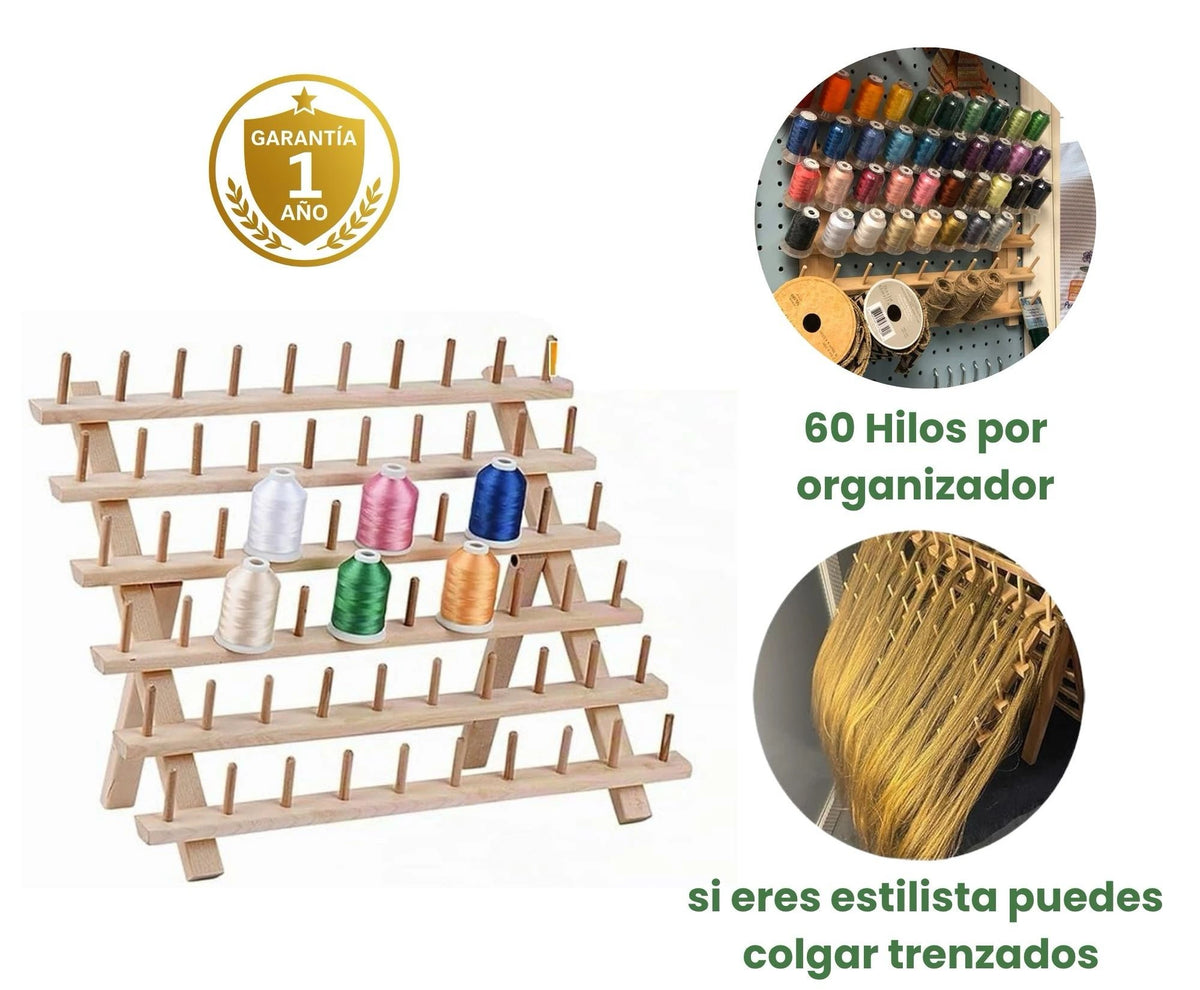 Organizador de Hilos en Madera | 2 Organizadores de 60 Hilos